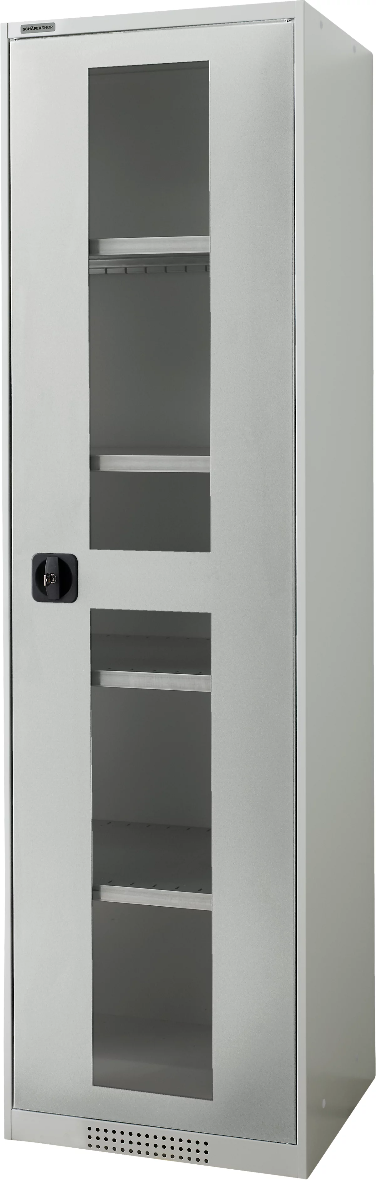 Schäfer Shop Genius armario de dos puertas FS, acero, mirilla, agujeros de ventilación, An 545 x Pr 520 x Al 1950 mm, 5 OH, gris claro/gris claro, hasta 250 kg 