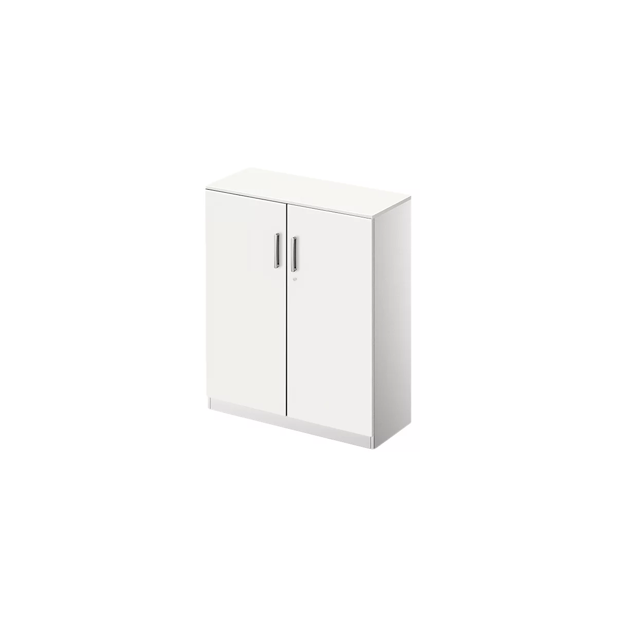 Schäfer Shop Genius Armario de puertas batientes TETRIS SOLID, 3 AA, An 800 mm, con cerradura, con cubierta, blanco/aluminio blanco