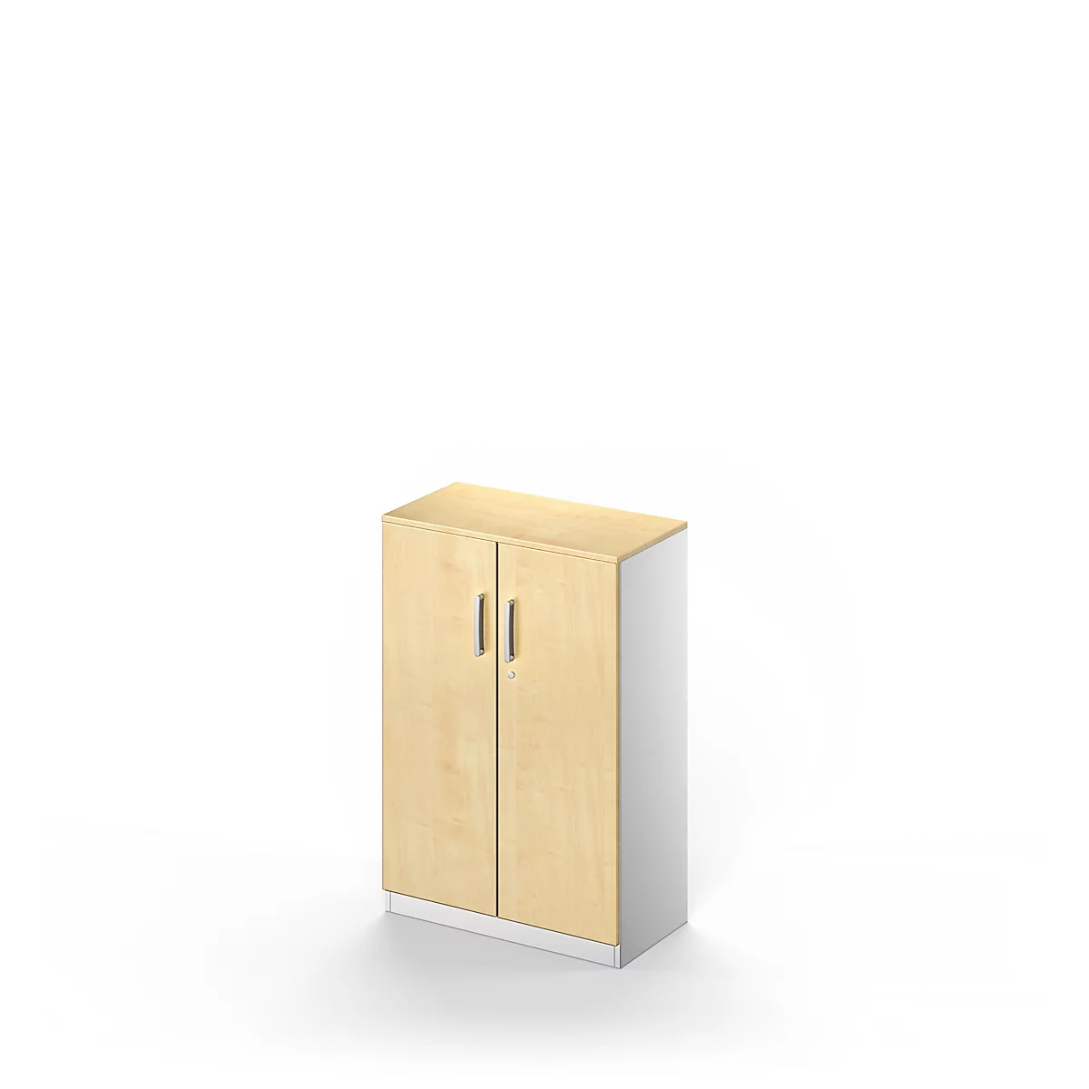 Schäfer Shop Genius Armario de puertas batientes TETRIS SOLID, 3 AA, An 800 x Al 1170 mm, 2 estantes, arce/aluminio blanco