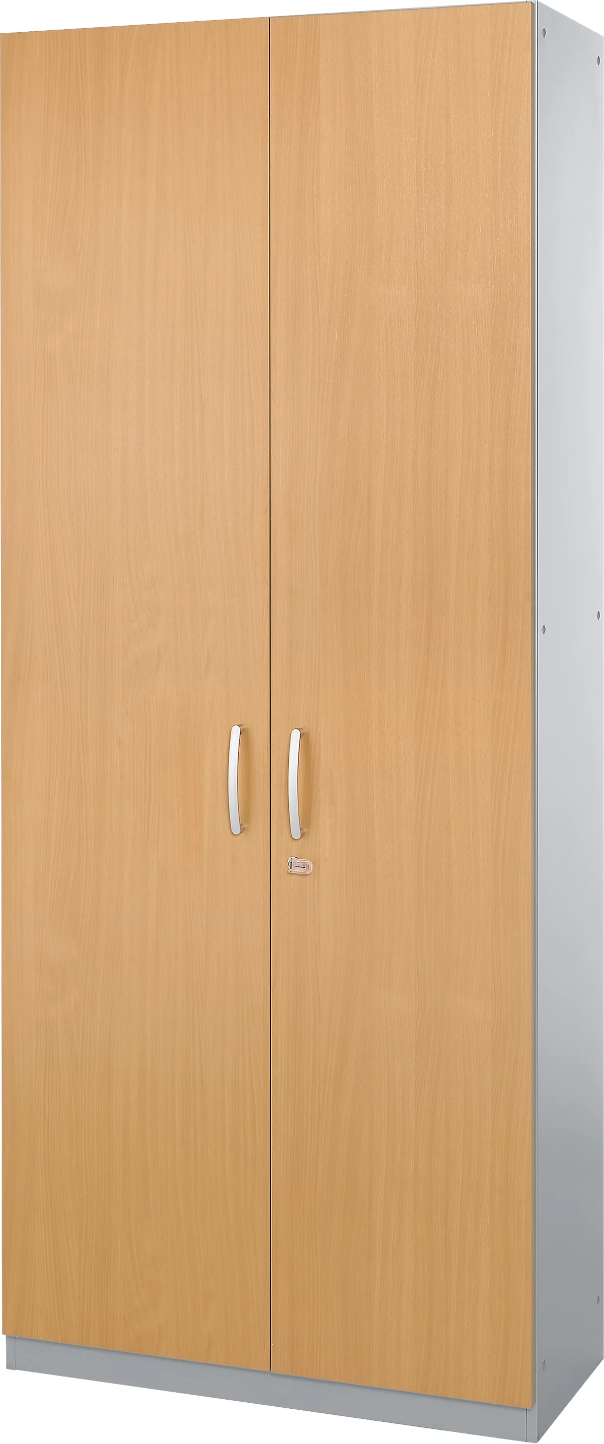 Schäfer Shop Genius Armario de puertas batientes TETRIS SOLID, cuerpo de acero, 5 AA, An 1000 mm, con cerradura, acabado en haya/aluminio blanco