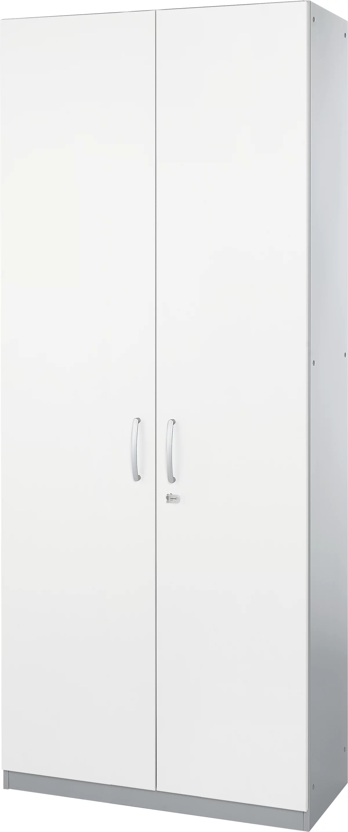 Schäfer Shop Genius Armario de puertas batientes TETRIS SOLID, cuerpo de acero, 5 AA, An 1000 mm, con cerradura, blanco/aluminio blanco