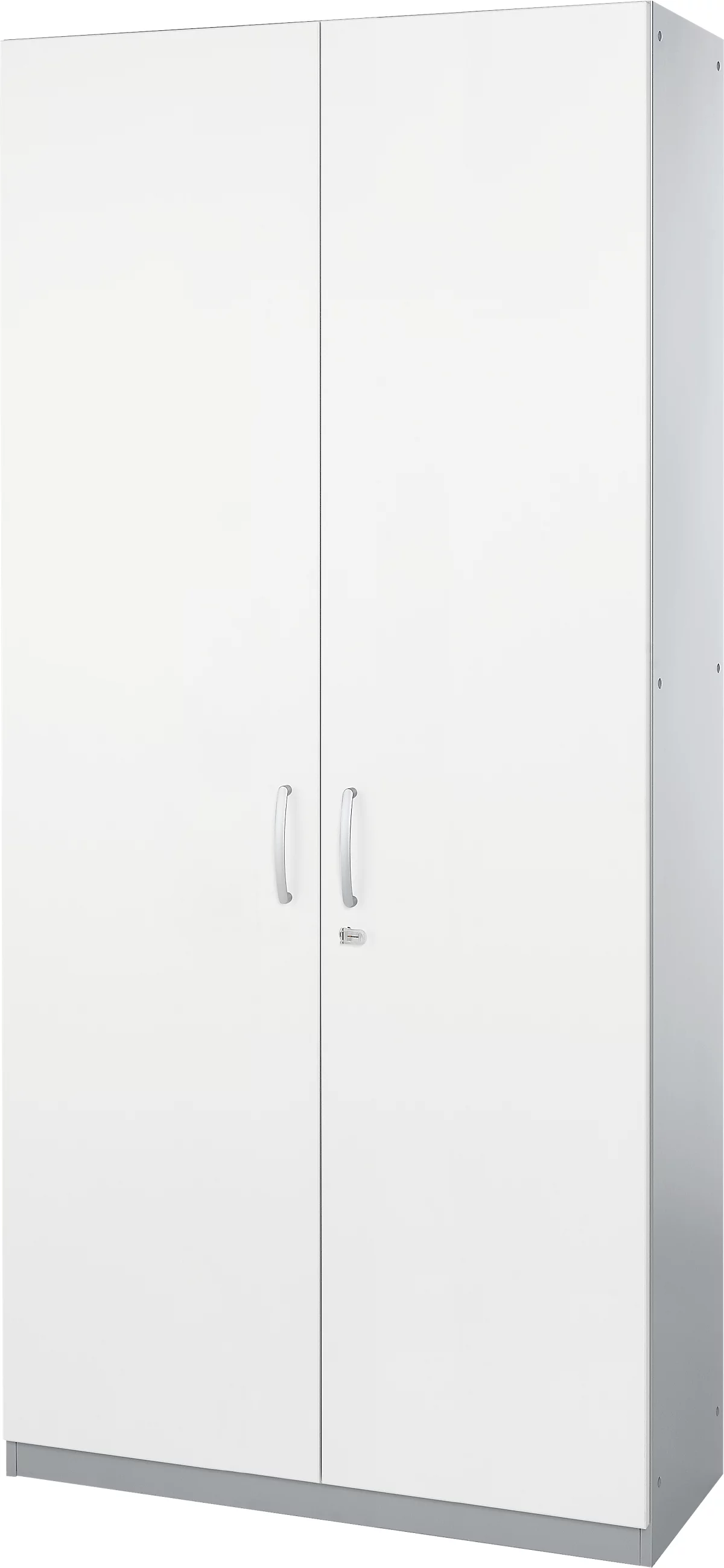 Schäfer Shop Genius Armario de puertas batientes TETRIS SOLID, cuerpo de acero, 5 AA, An 1200 mm, blanco/aluminio blanco