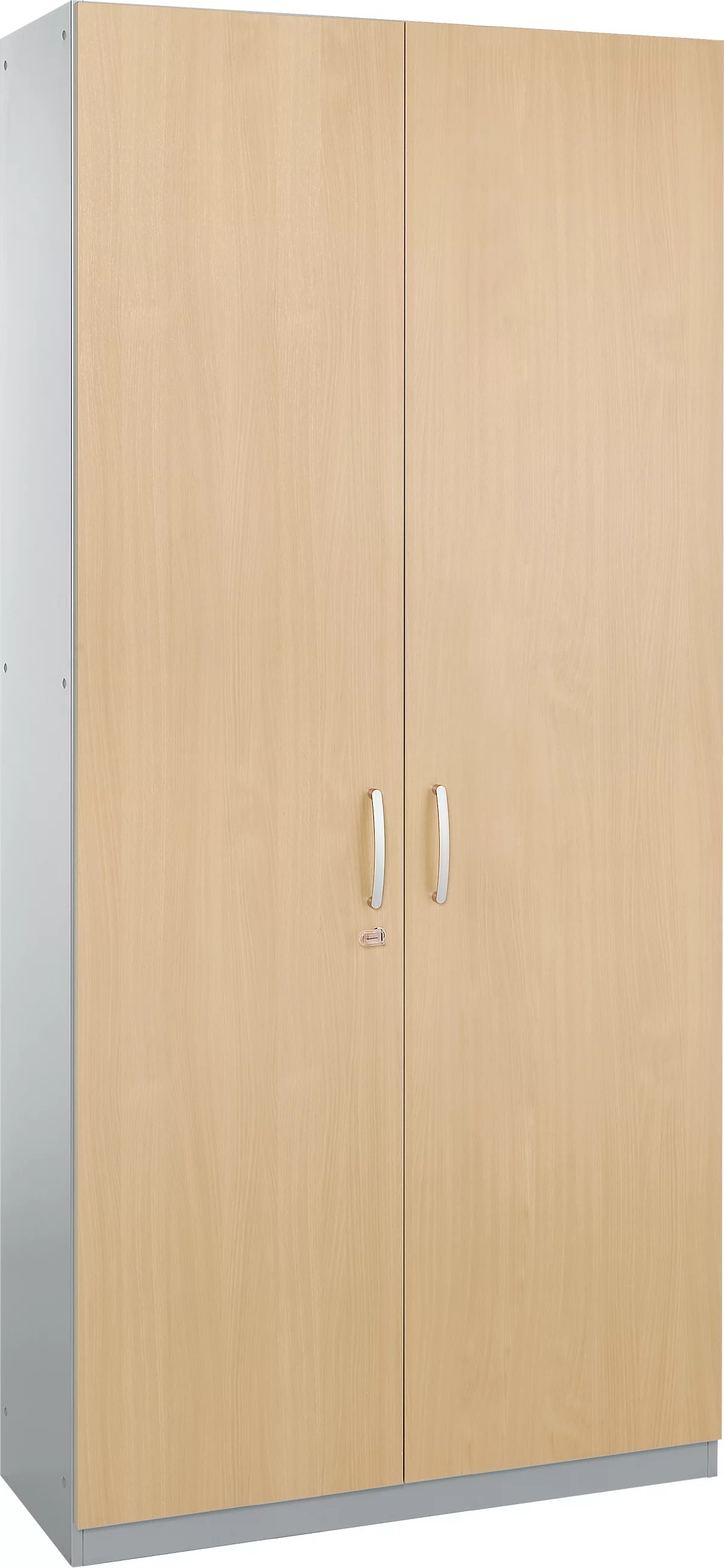 Schäfer Shop Genius Armario de puertas batientes TETRIS SOLID, cuerpo de acero, 5 AA, An 1200 mm, con cerradura, acabado en arce/aluminio blanco