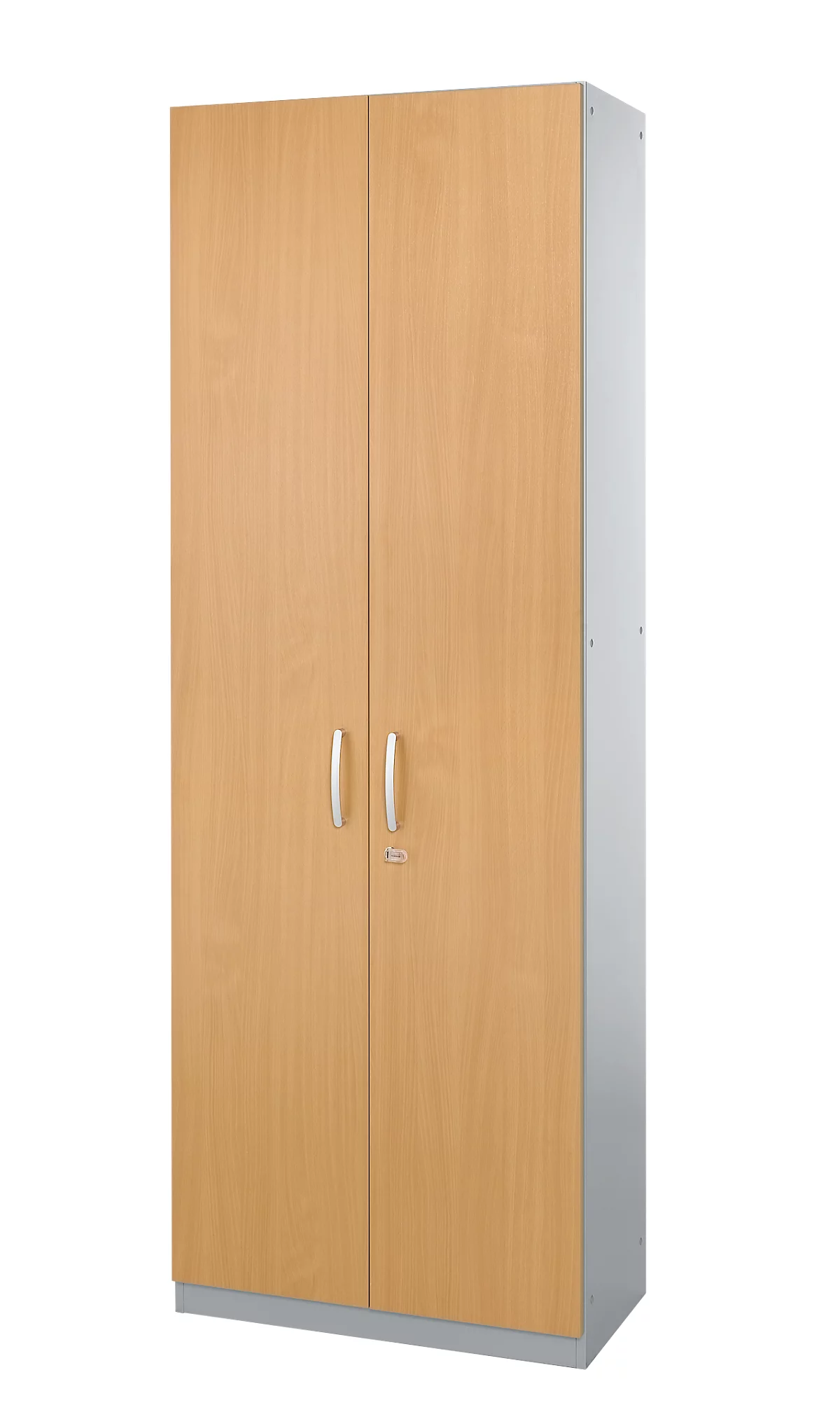 Schäfer Shop Genius Armario de puertas batientes TETRIS SOLID, cuerpo de acero, 5 AA, An 800 mm, con cerradura, haya/aluminio blanco