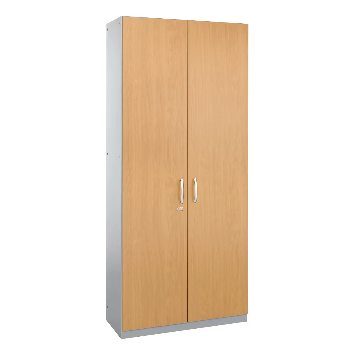 Schäfer Shop Genius Armario de puertas batientes TETRIS SOLID, cuerpo de acero, 6 AA, An 1000 mm, con cerradura, acabado en haya/aluminio blanco