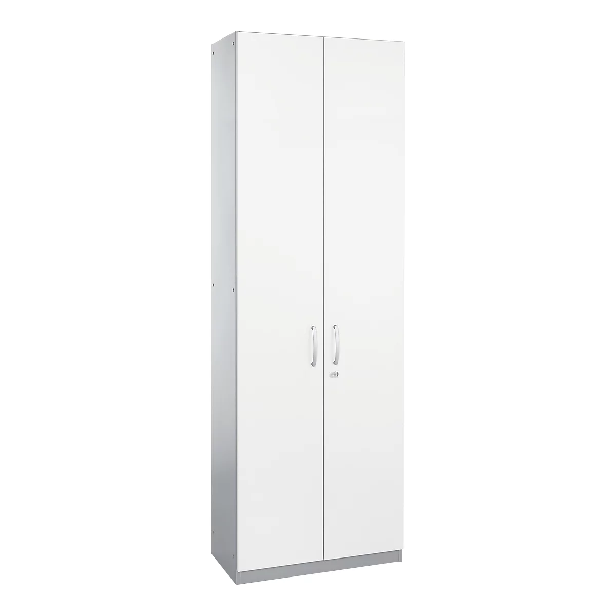 Schäfer Shop Genius Armario de puertas batientes TETRIS SOLID, cuerpo de acero, 6 AA, An 800 mm, con cerradura, blanco/aluminio blanco