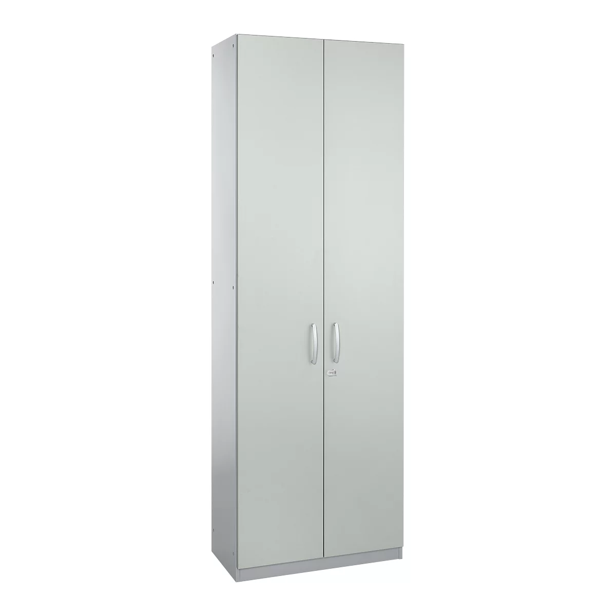 Schäfer Shop Genius Armario de puertas batientes TETRIS SOLID, cuerpo de acero, 6 AA, An 800 mm, con cerradura, gris luminoso/aluminio blanco