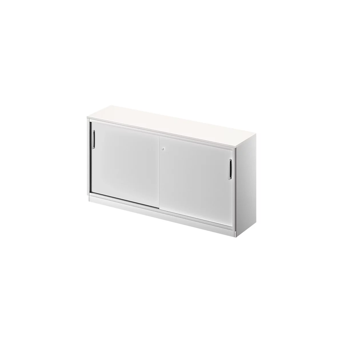 Schäfer Shop Genius Armario de puertas correderas TETRIS SOLID, 2 AA, An 1600 mm, con cubierta de 19 mm, blanco/aluminio blanco