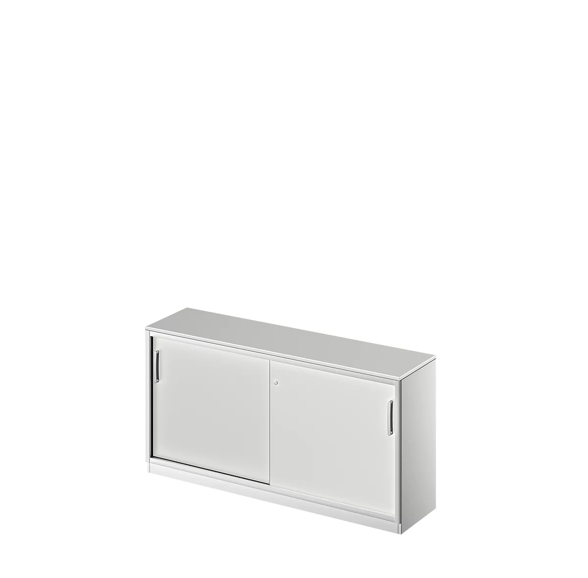 Schäfer Shop Genius Armario de puertas correderas TETRIS SOLID, 2 AA, An 1600 mm, con cubierta de 19 mm, gris luminoso/aluminio blanco