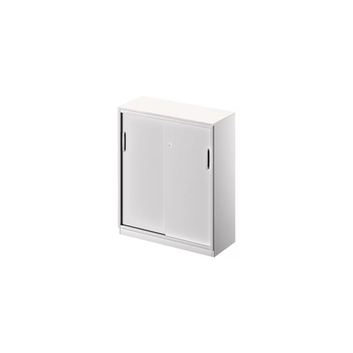 Schäfer Shop Genius Armario de puertas correderas TETRIS SOLID, 3 AA, 2 estantes, An 1000 mm, cubierta de 19 mm, blanco/aluminio blanco