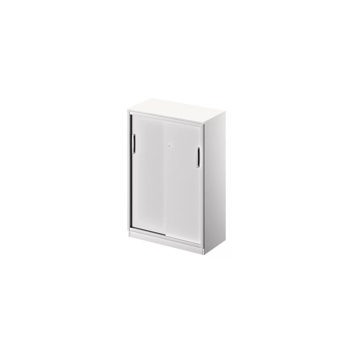 Schäfer Shop Genius Armario de puertas correderas TETRIS SOLID, 3 AA, 2 estantes, An 800 mm, cubierta de 19 mm, blanco/aluminio blanco