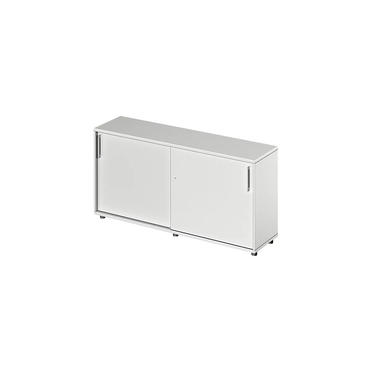 Schäfer Shop Genius armario de puertas correderas TETRIS WOOD, 2 OH, ancho 1600 x fondo 421 x alto 800 mm, altura con deslizadores, gris claro
