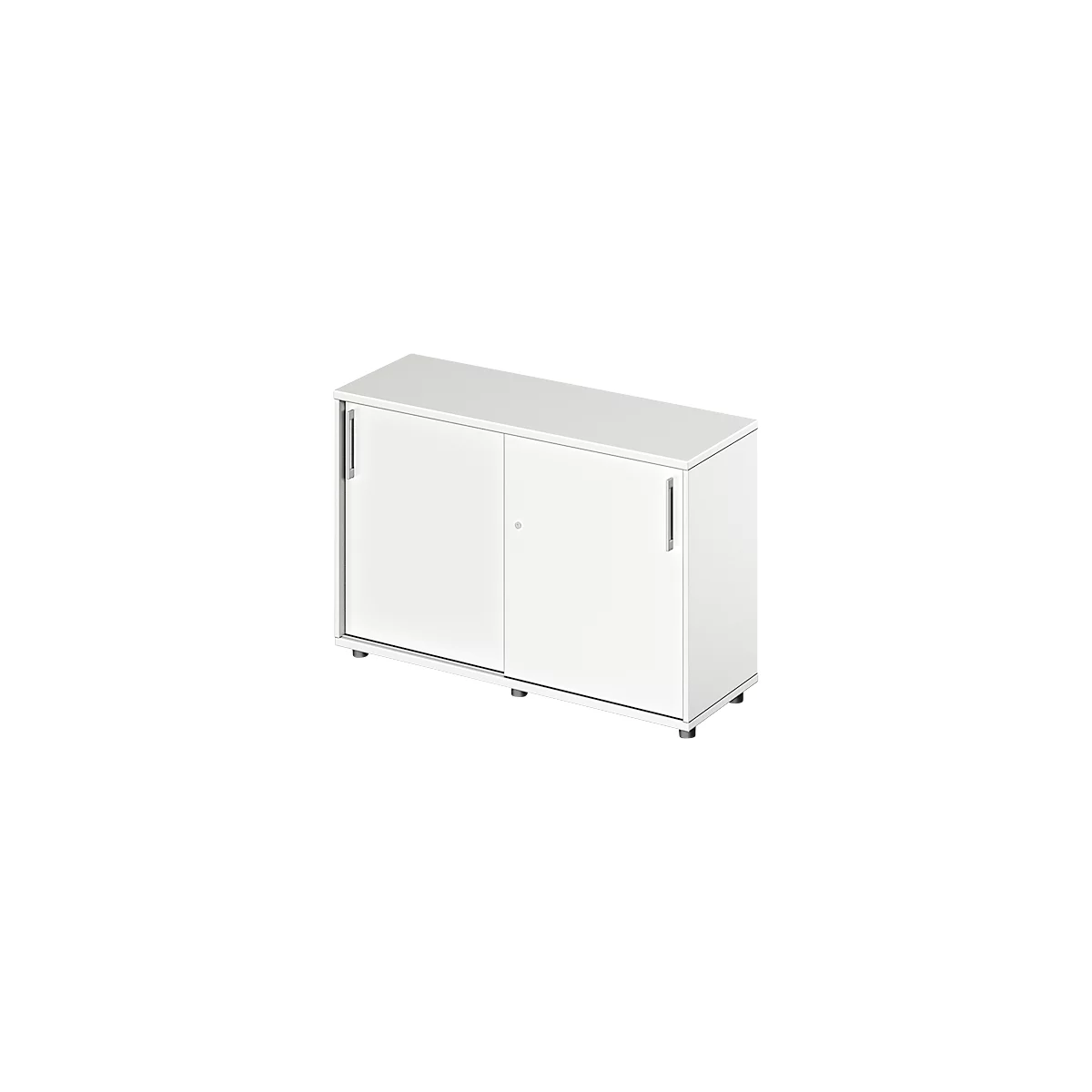 Schäfer Shop Genius armario de puertas correderas TETRIS WOOD, 2 OH, W 1200 x D 421 x H 800 mm, altura incluyendo los deslizadores, blanco