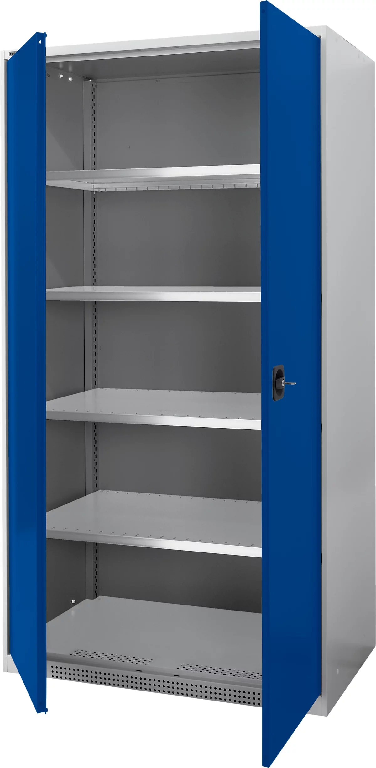 Schäfer Shop Genius armario para cargas pesadas FS, chapa de acero, ancho 1055 x fondo 620 x alto 1950 mm, 5 OH, aluminio blanco/azul marino, hasta 1000 kg