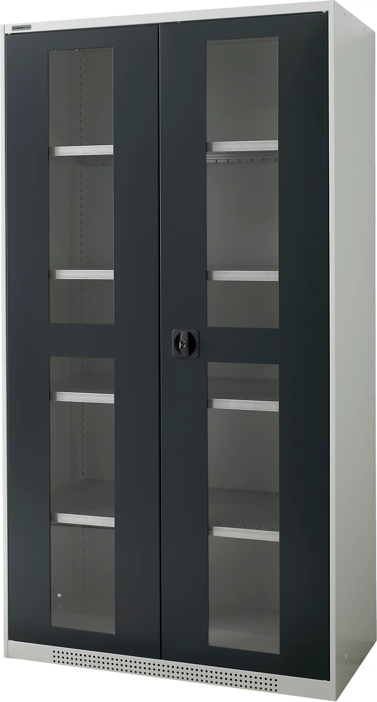 Schäfer Shop Genius armario para cargas pesadas FS, chapa de acero, con ventana, ancho 1055 x fondo 520 x alto 1950 mm, 5 OH, gris claro/gris antracita, hasta 1000 kg