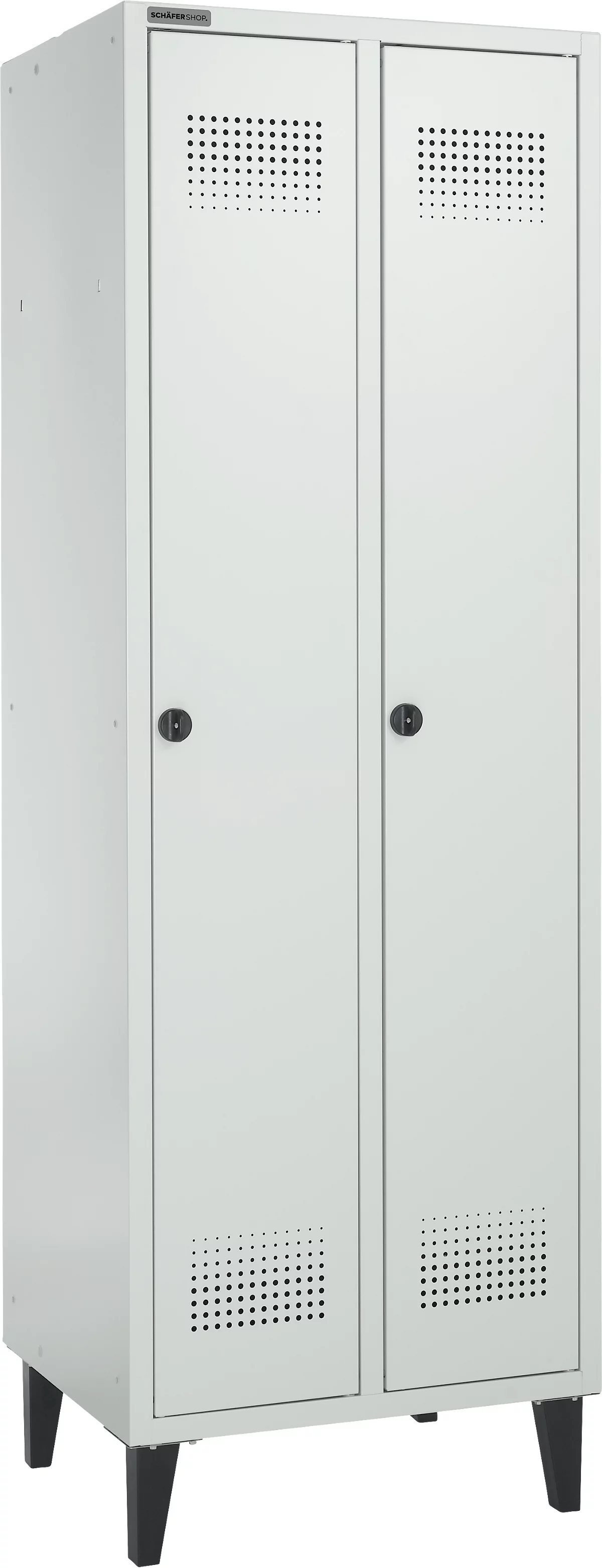 Schäfer Shop Genius Armario vestidor, 2 compartimentos, ancho 630 x fondo 500 x alto 1850 mm, cierre de leva, gris claro/gris claro