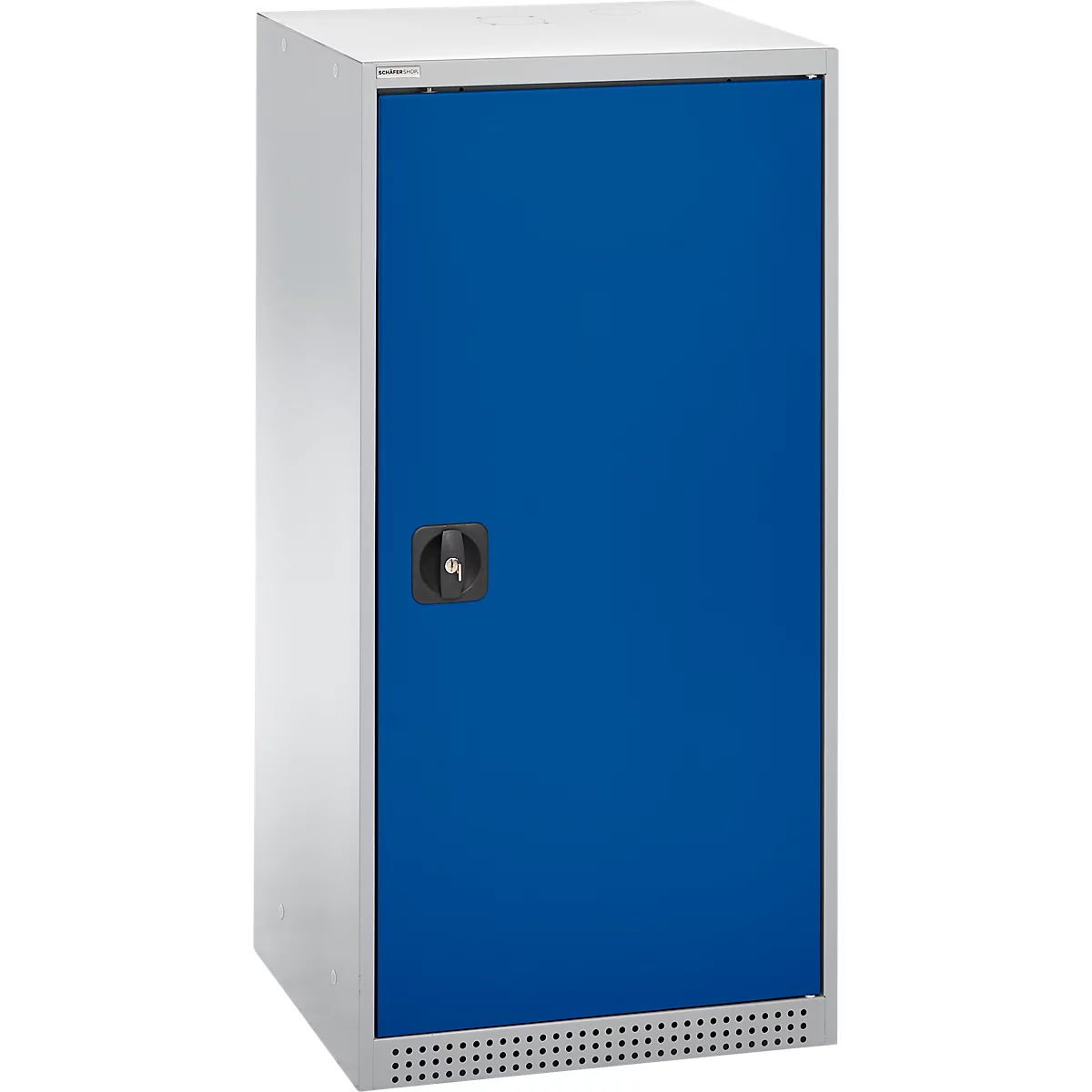 Schäfer Shop Genius armoire à double porte FS, acier, avec trous de ventilation, L 545 x P 520 x H 1105 mm, 3 OH, aluminium blanc/bleu gentiane, jusqu'à 150 kg
