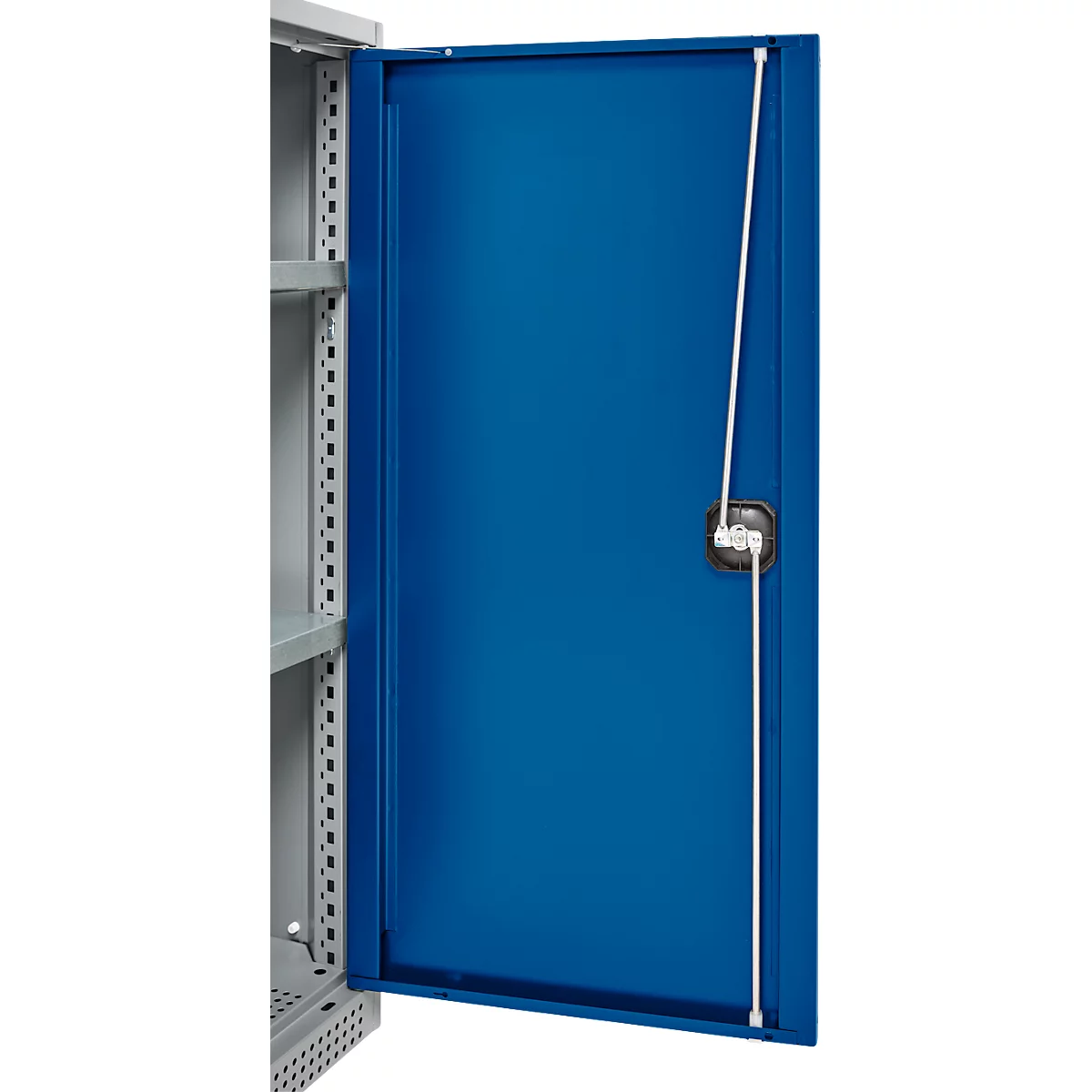 Schäfer Shop Genius armoire à double porte FS, acier, avec trous de ventilation, L 545 x P 520 x H 1105 mm, 3 OH, aluminium blanc/bleu gentiane, jusqu'à 150 kg