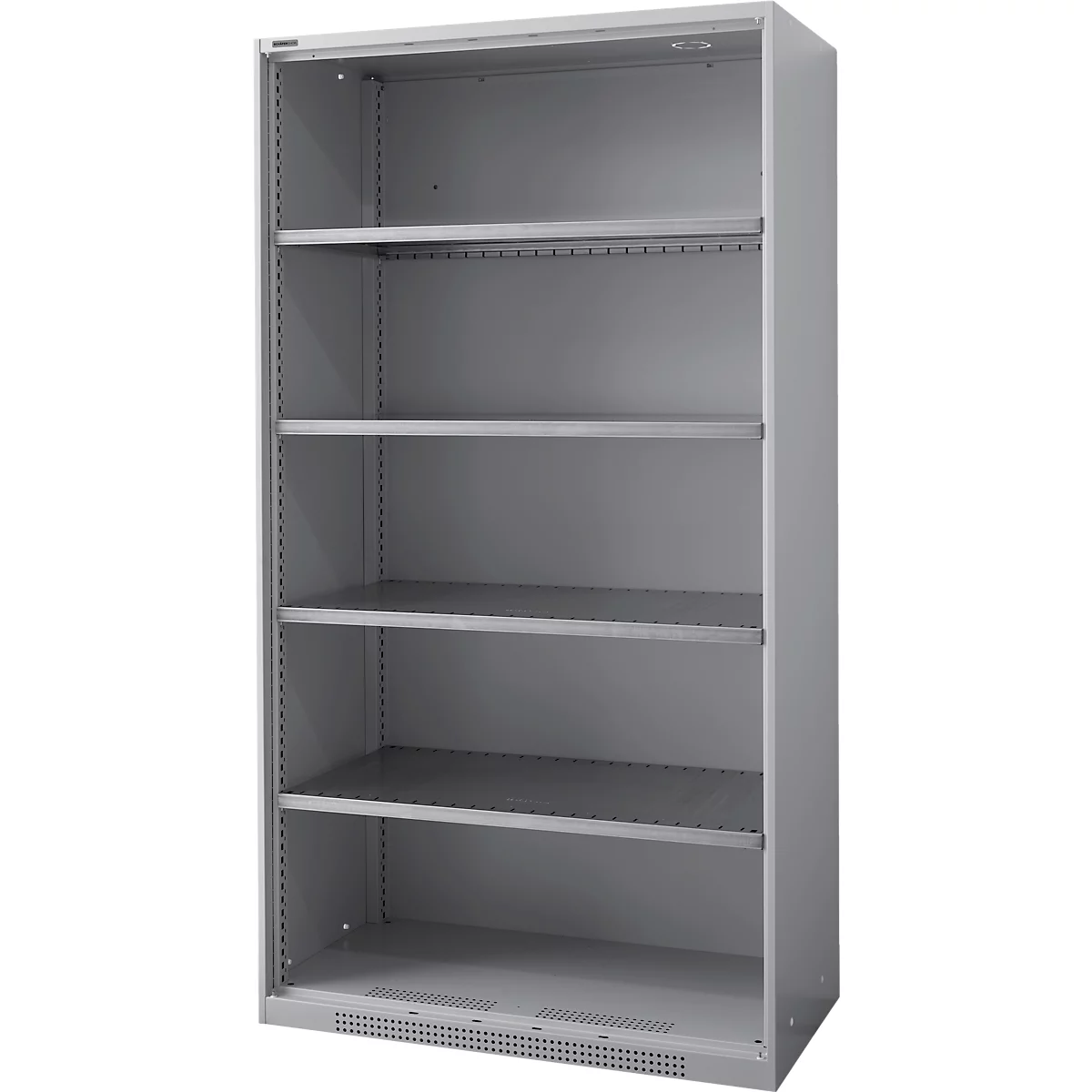 Schäfer Shop Genius Armoire à étagères FS, acier, avec trous d'aération, L 1055 x P 520 x H 1950 mm, 5 HC, alu blanc, jusqu'à 500 kg