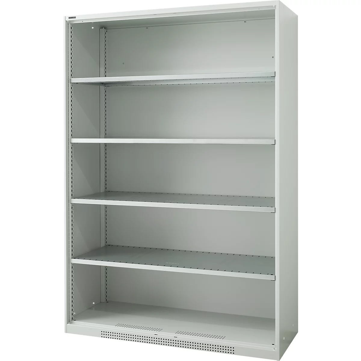 Schäfer Shop Genius Armoire à étagères FS, acier, avec trous d'aération, L 1343 x P 520 x H 1950 mm, 5 HC, gris clair, jusqu'à 750 kg 