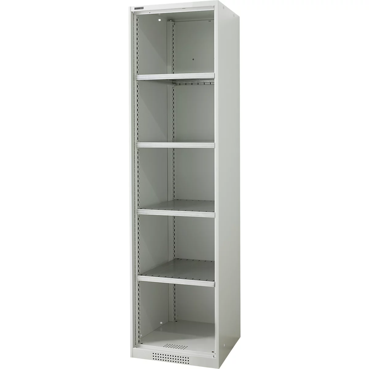 Schäfer Shop Genius Armoire à étagères FS, acier, avec trous d'aération, L 545 x P 520 x H 1950 mm, 5 HC, gris clair, jusqu'à 250 kg 