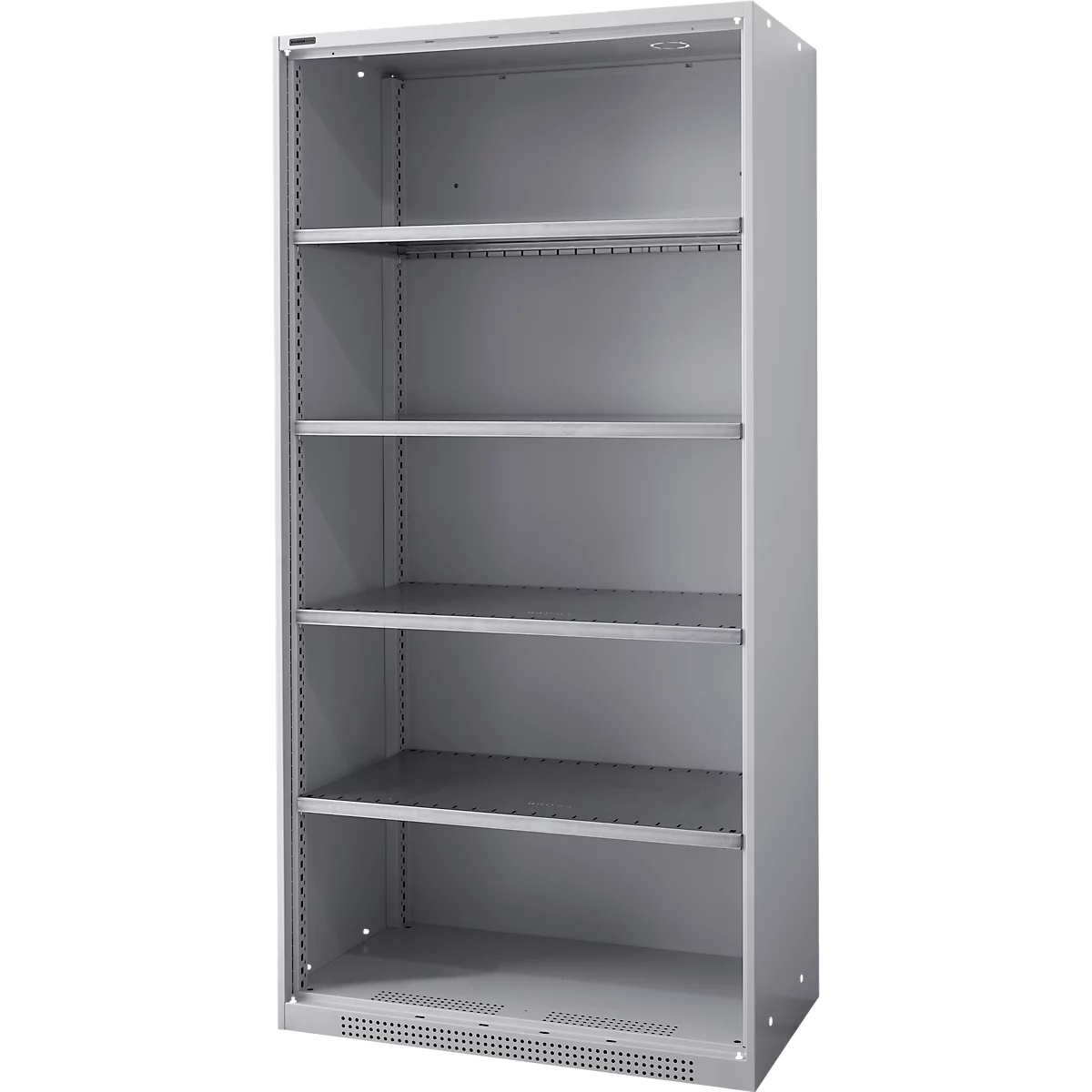 Schäfer Shop Genius Armoire à étagères FS, acier, avec trous d'aération, L 810 x P 520 x H 1950 mm, 5 HC, alu blanc, jusqu'à 300 kg