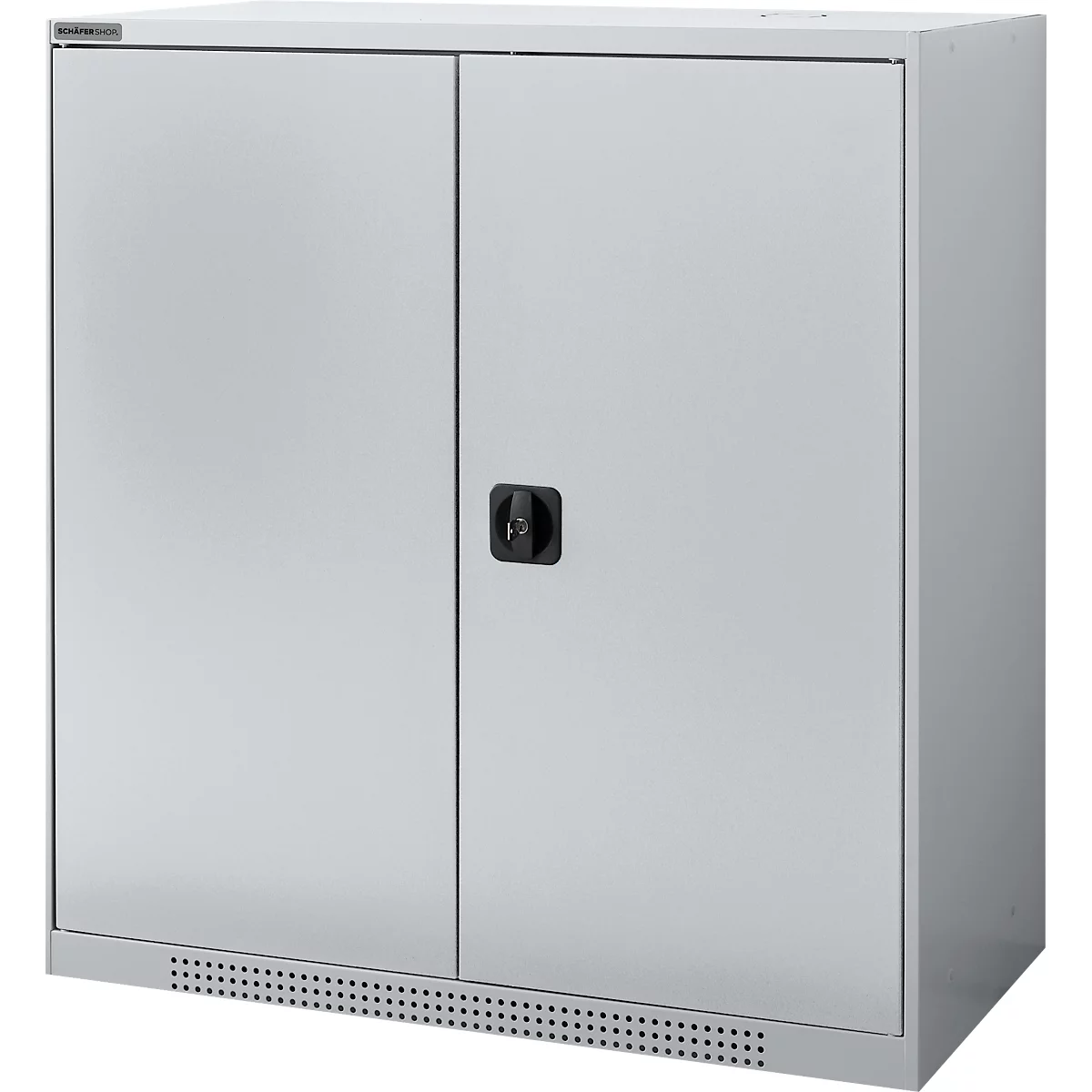 Schäfer Shop Genius Armoire à portes battantes FS, acier, avec trous d'aération, L 1055 x P 420 x H 1105 mm, 3 HC, aluminium blanc/aluminium blanc, jusqu'à 450 kg