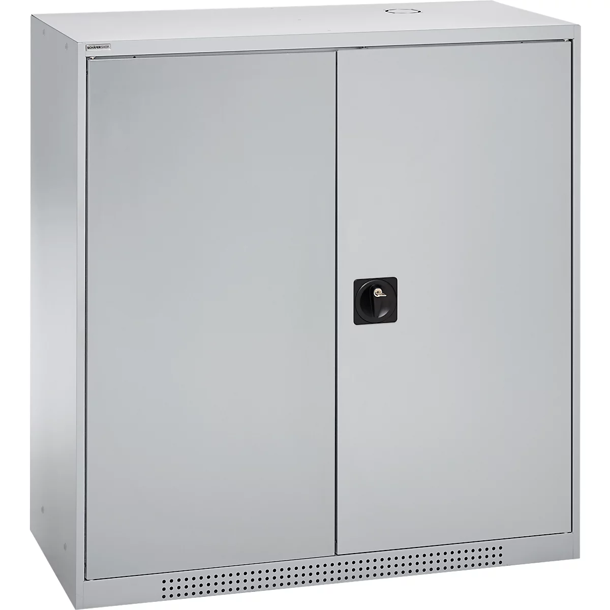 Schäfer Shop Genius Armoire à portes battantes FS, acier, avec trous d'aération, L 1055 x P 420 x H 1105 mm, 3 HC, aluminium blanc/aluminium blanc, jusqu'à 450 kg