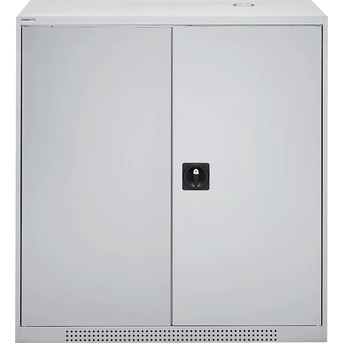 Schäfer Shop Genius Armoire à portes battantes FS, acier, avec trous d'aération, L 1055 x P 420 x H 1105 mm, 3 HC, aluminium blanc/aluminium blanc, jusqu'à 450 kg