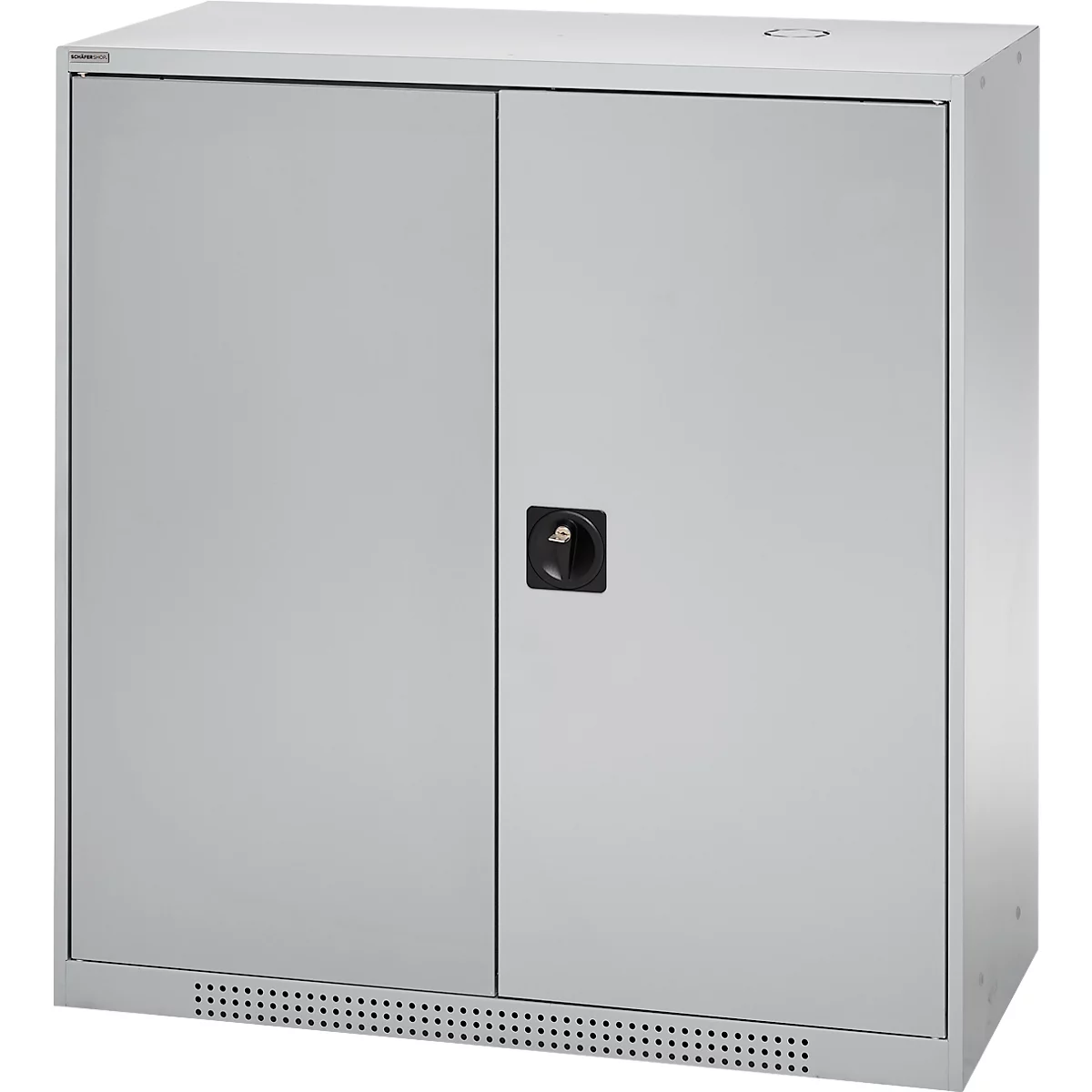 Schäfer Shop Genius Armoire à portes battantes FS, acier, avec trous d'aération, L 1055 x P 420 x H 1105 mm, 3 HC, aluminium blanc/aluminium blanc, jusqu'à 450 kg