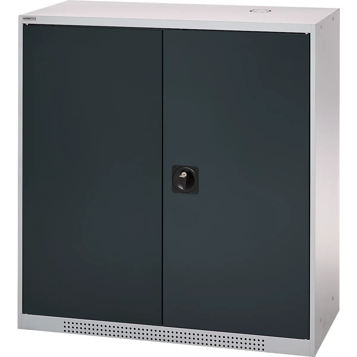Schäfer Shop Genius Armoire à portes battantes FS, acier, avec trous d'aération, L 1055 x P 420 x H 1105 mm, 3 HC, blanc-aluminium/gris anthracite, jusqu'à 450 kg