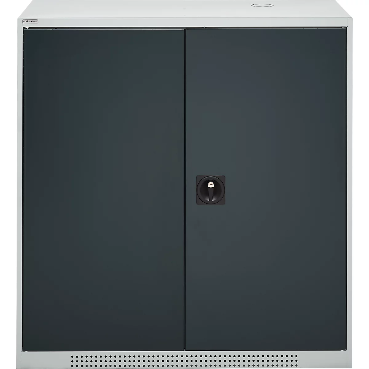 Schäfer Shop Genius Armoire à portes battantes FS, acier, avec trous d'aération, L 1055 x P 420 x H 1105 mm, 3 HC, gris clair/gris anthracite, jusqu'à 450 kg