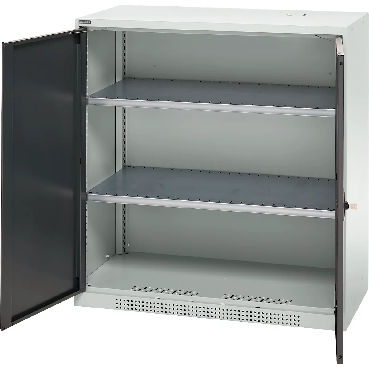 Schäfer Shop Genius Armoire à portes battantes FS, acier, avec trous d'aération, L 1055 x P 420 x H 1105 mm, 3 HC, gris clair/gris anthracite, jusqu'à 450 kg