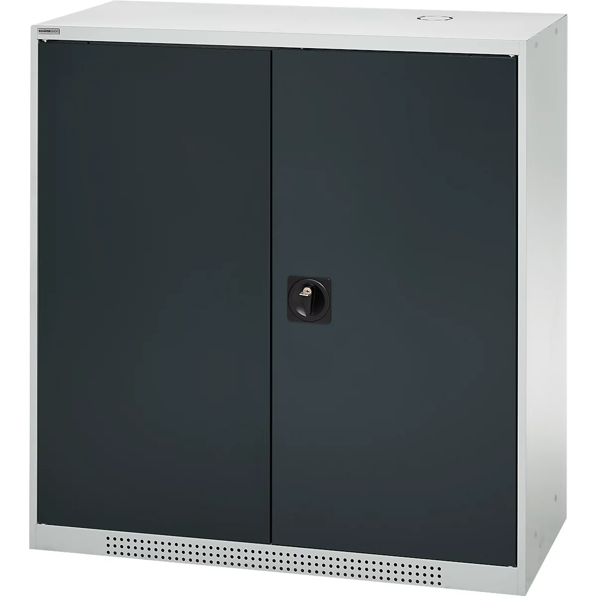 Schäfer Shop Genius Armoire à portes battantes FS, acier, avec trous d'aération, L 1055 x P 420 x H 1105 mm, 3 HC, gris clair/gris anthracite, jusqu'à 450 kg