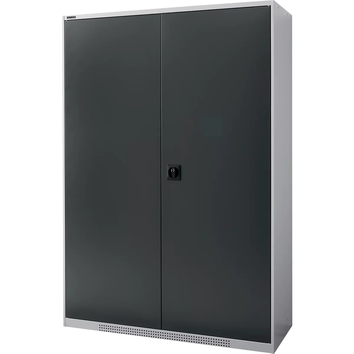 Schäfer Shop Genius Armoire à portes battantes FS, acier, avec trous d'aération, L 1343 x P 420 x H 1950 mm, 5 HC, blanc-aluminium/gris anthracite, jusqu'à 450 kg