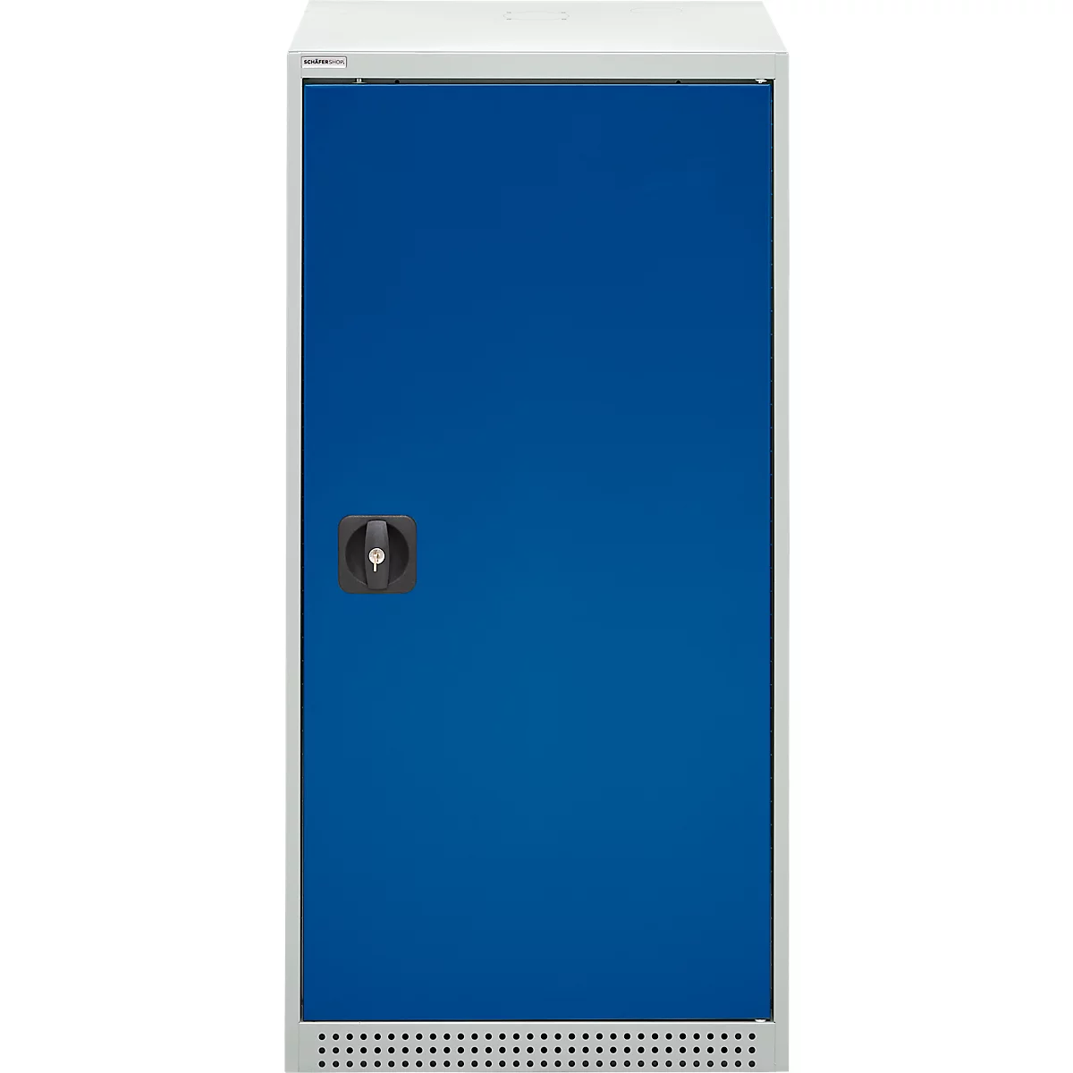 Schäfer Shop Genius Armoire à portes battantes FS, acier, avec trous d'aération, L 545 x P 420 x H 1105 mm, 3 HC, gris clair RAL 7035/bleu gentiane RAL 5010, jusqu'à 250 kg