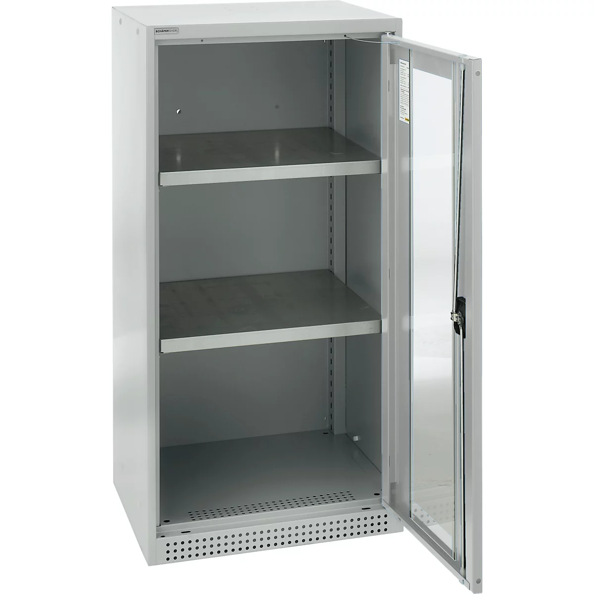 Schäfer Shop Genius Armoire à portes battantes FS, acier, fenêtre, trous d'aération, L 545 x P 520 x H 1105 mm, 3 HC, gris clair/gris clair, jusqu'à 150 kg