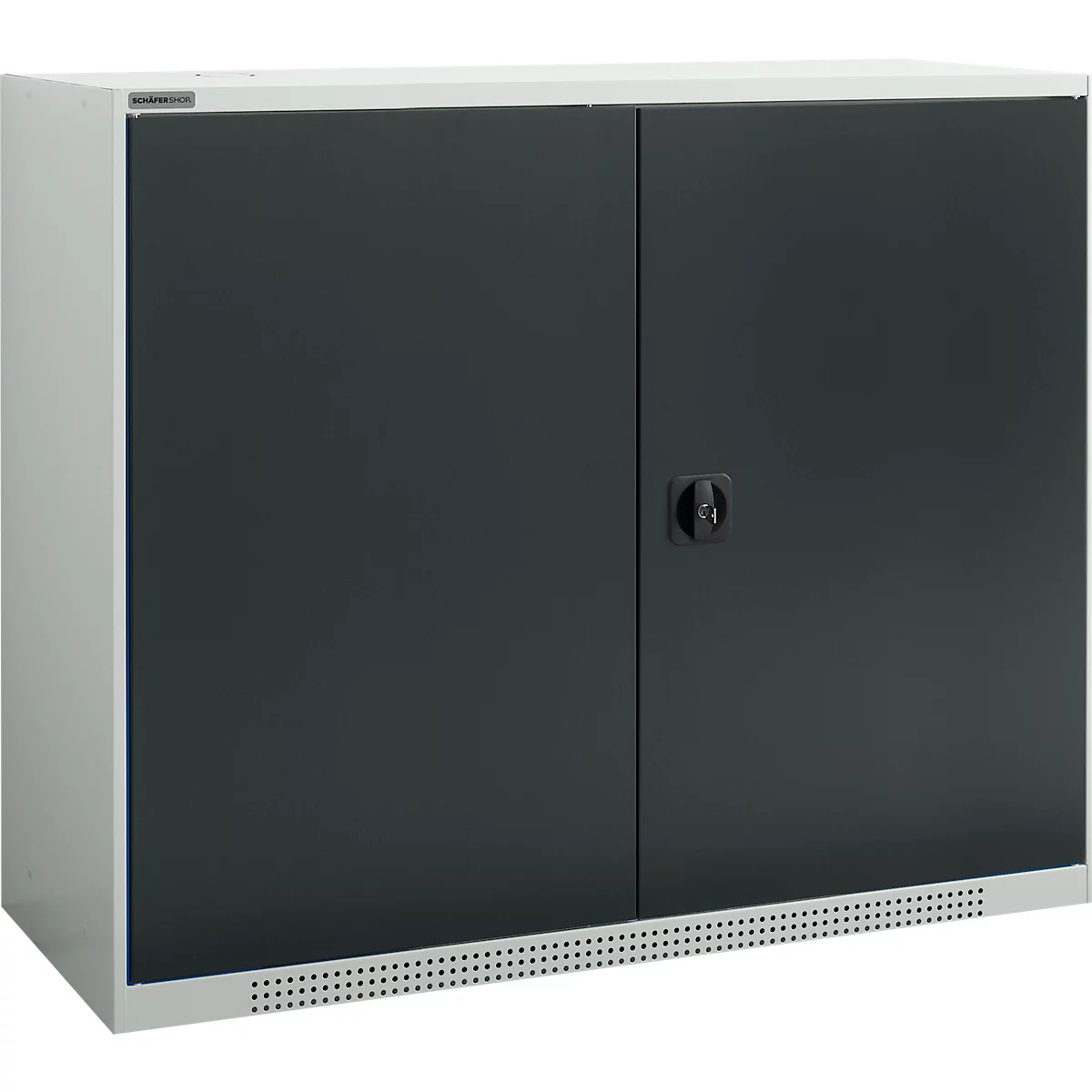Schäfer Shop Genius Armoire à portes battantes FS, en acier, avec trous de ventilation, L 1343 x P 520 x H 1105 mm, 3 OH, , jusqu'à 450 kg, gris clair/anthracite