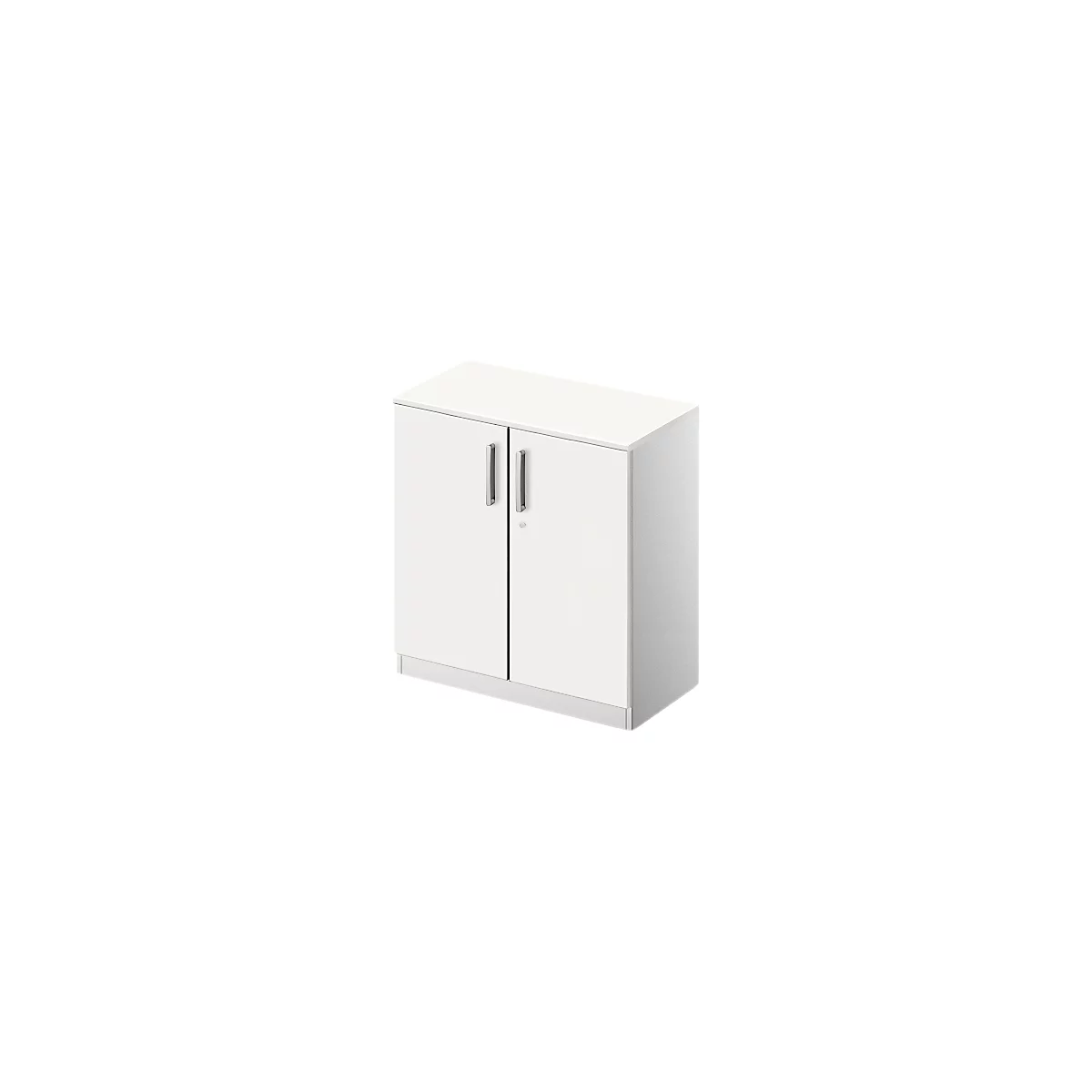 Schäfer Shop Genius Armoire à portes battantes TETRIS SOLID, 2 HC, l. 800 mm, verrouillable, avec plateau de finition, blanc/alu blanc 