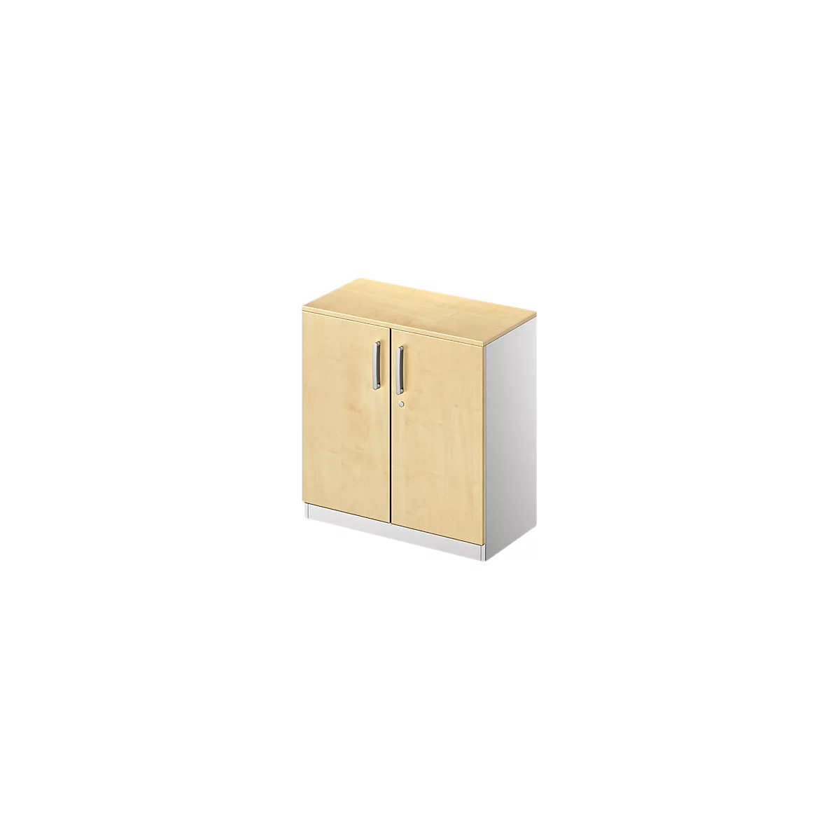 Schäfer Shop Genius Armoire à portes battantes TETRIS SOLID, 2 HC, l. 800 mm, verrouillable, avec plateau de finition, coloris érable/alu blanc 