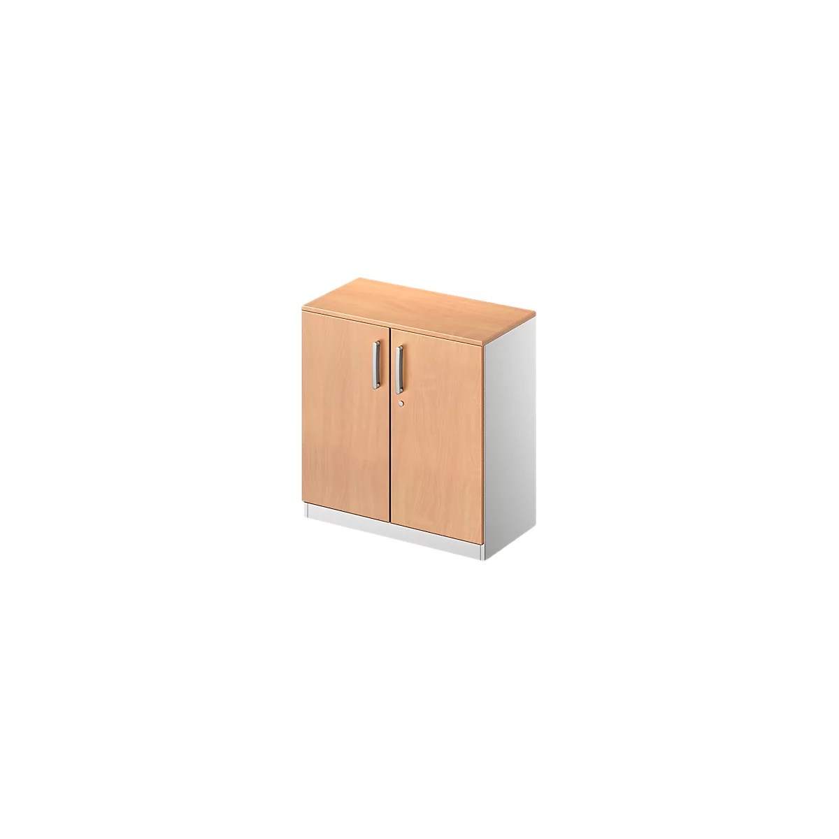 Schäfer Shop Genius Armoire à portes battantes TETRIS SOLID, 2 HC, l. 800 mm, verrouillable, avec plateau de finition, coloris hêtre/alu blanc 