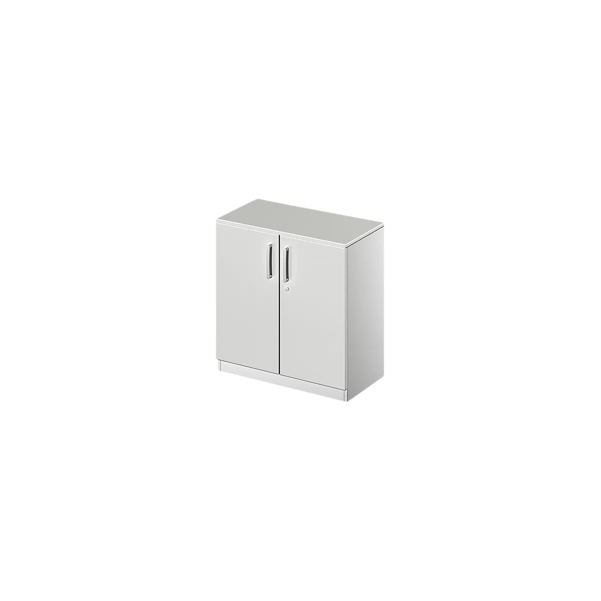 Schäfer Shop Genius Armoire à portes battantes TETRIS SOLID, 2 HC, l. 800 mm, verrouillable, avec plateau de finition, gris clair 