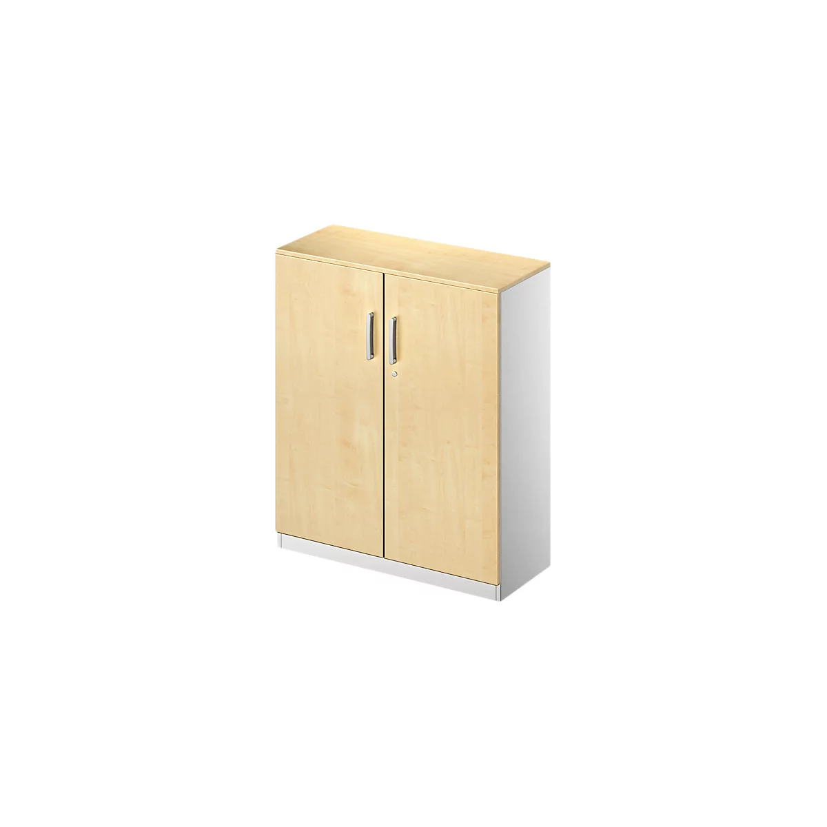 Schäfer Shop Genius Armoire à portes battantes TETRIS SOLID, 3 HC, l. 800 mm, verrouillable, avec plateau de finition, coloris érable/alu blanc 