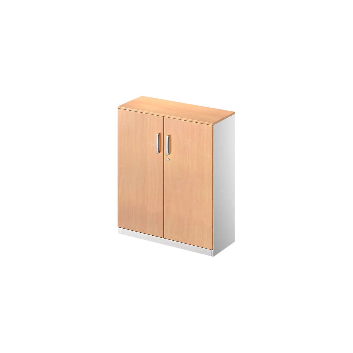 Schäfer Shop Genius Armoire à portes battantes TETRIS SOLID, 3 HC, l. 800 mm, verrouillable, avec plateau de finition, coloris hêtre/alu blanc 