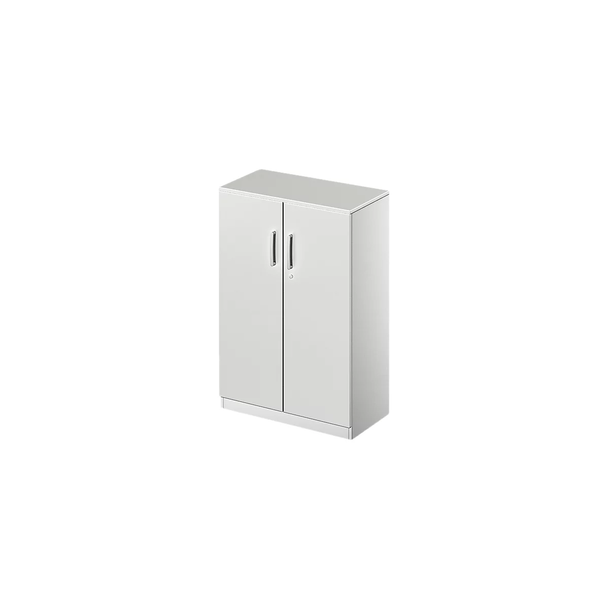 Schäfer Shop Genius Armoire à portes battantes TETRIS SOLID, 3 HC, l. 800 mm, verrouillable, avec plateau de finition, gris clair/alu blanc 