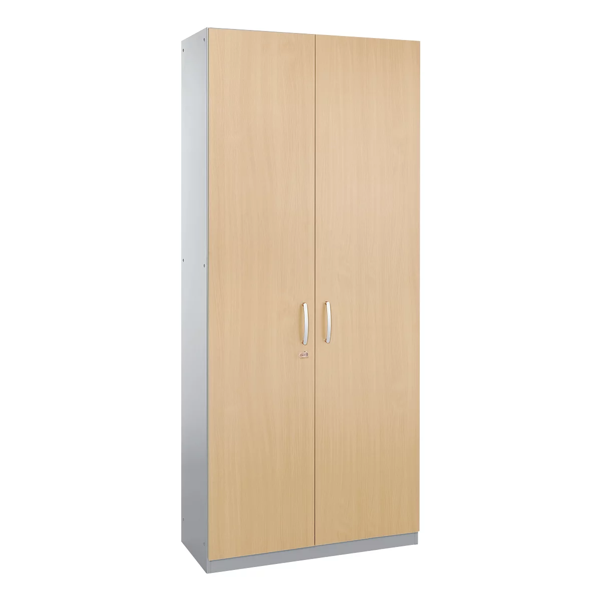 Schäfer Shop Genius Armoire à portes battantes TETRIS SOLID, corps en acier, 6 HC, l. 1000 mm, verrouillable, coloris érable/alu blanc 