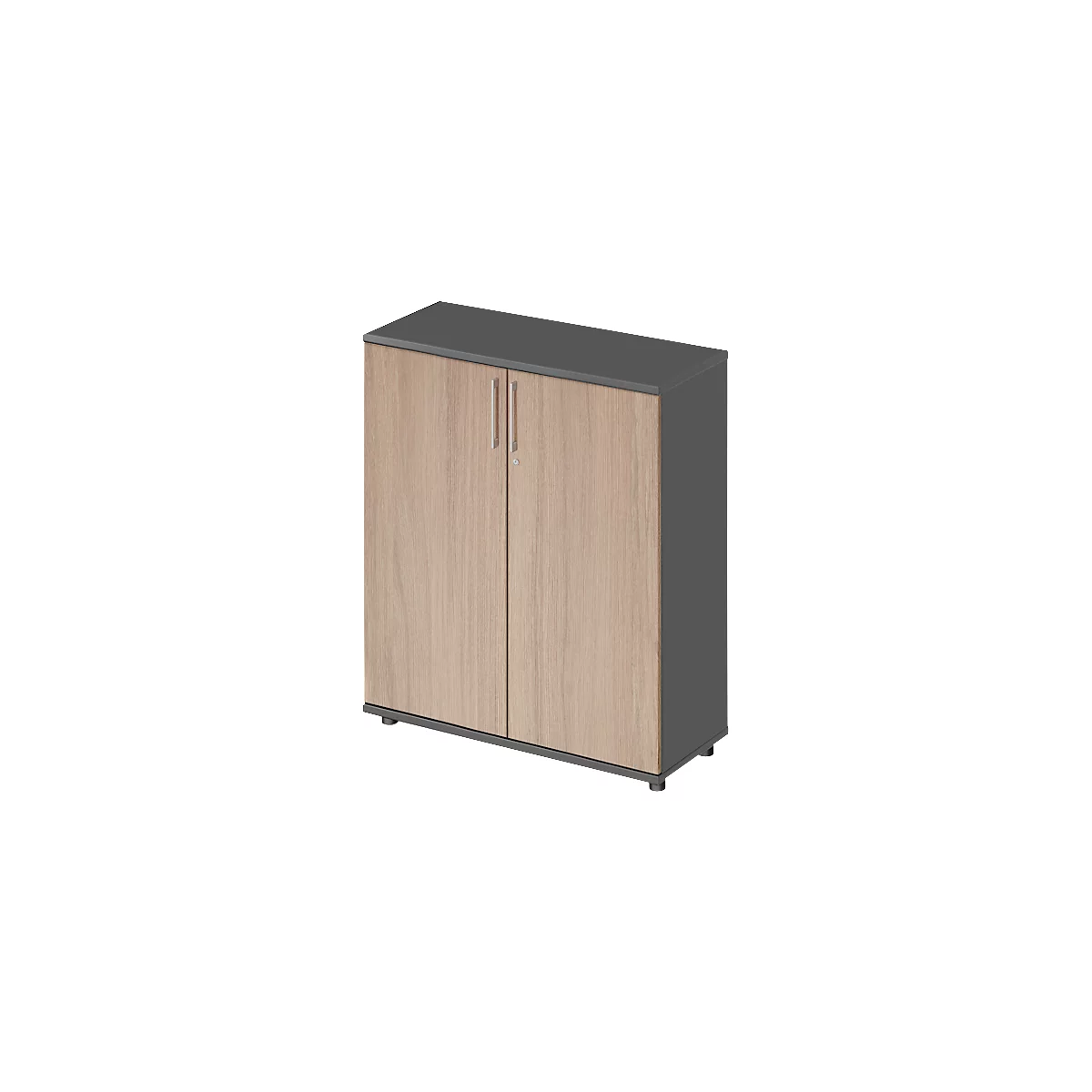 Schäfer Shop Genius Armoire à portes battantes TETRIS WOOD, 3 HC, hauteur incl. patins, L 1000 mm, graphite/chêne