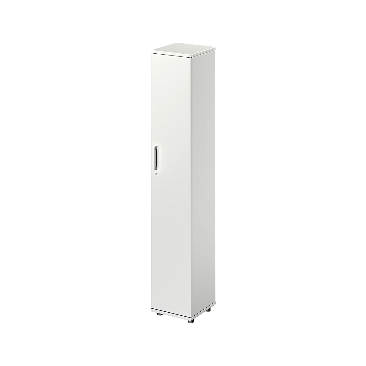 Schäfer Shop Genius Armoire à portes battantes TETRIS WOOD, 6 HC, l. 400 x P 421 x H 2270 mm, hauteur (patins inclus), porte fixée à droite, gris clair 