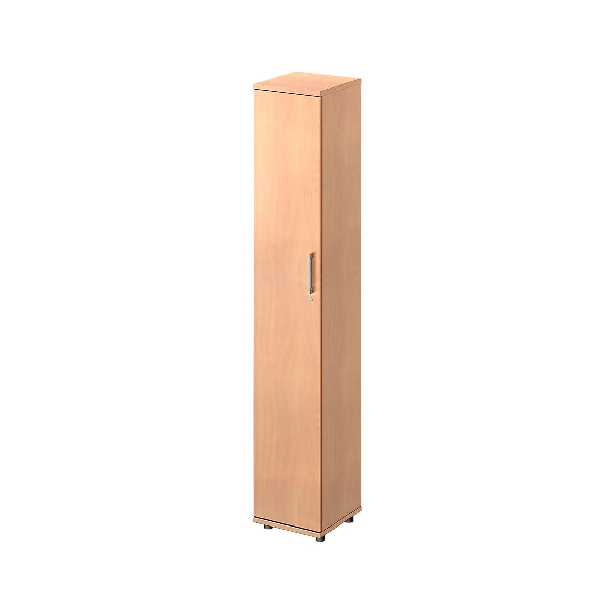 Schäfer Shop Genius Armoire à portes battantes TETRIS WOOD, 6 HC, l. 400 x P 421 x H 2270 mm, hauteur (patins inclus), porte fixée à gauche, coloris hêtre 