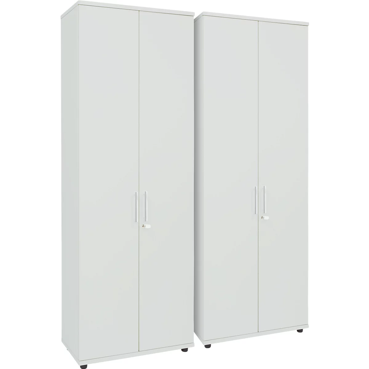 Schäfer Shop Genius Armoire à portes battantes TETRIS WOOD, avec patins, L 1000 x P 421 x H 2270 mm (6 HC), gris clair, 2 pièces